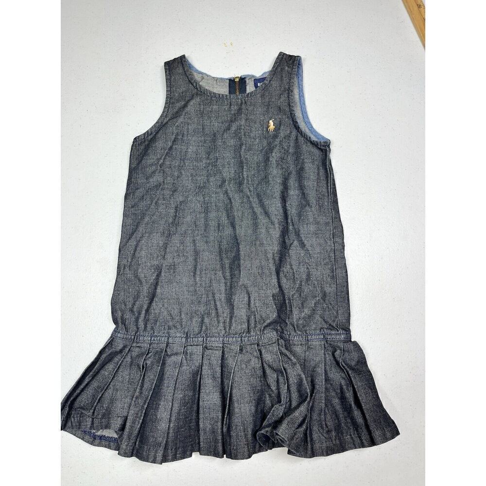 Vintage Ralph Lauren Blue Busy Bee Sleeveless Summer Dress Size 4/4T